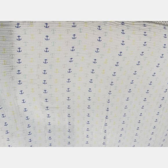 AmKing CutieBebe Anchor Muslin Baby Blanket 52x48 White Nautical - Picture 2 of 7